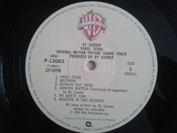Ry Cooder - Paris, Texas (Original Motion Picture Soundtrack) (Vinyl, LP) Very Good Plus (VG+) / Very Good Plus (VG+)