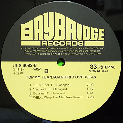 Tommy Flanagan - Overseas (Vinyl, LP, Album, Reissue, Mono) Very Good (VG) / Very Good (VG)