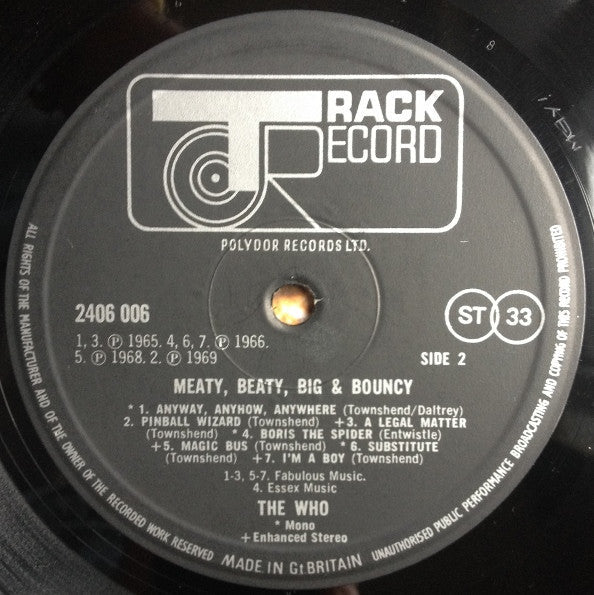 The Who - Meaty Beaty Big & Bouncy (Vinyl, LP, Compilation, Reissue, Stereo, Mono) Very Good Plus (VG+) / Very Good Plus (VG+)