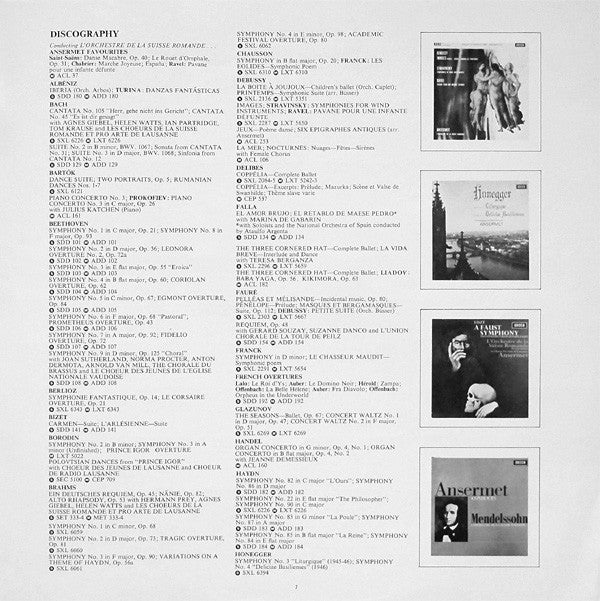 Ernest Ansermet - Bach Cantatas (Vinyl, LP) Very Good Plus (VG+) / Very Good Plus (VG+)