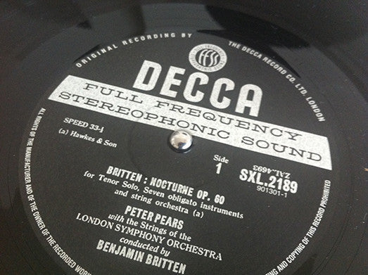Benjamin Britten - Nocturne - Four Sea Interludes - Passacaglia (Peter Grimes) (Vinyl, LP, Reissue, Stereo) Near Mint (NM or M-) / Near Mint (NM or M-)