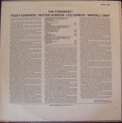 Teddy Edwards - The Foremost! (Vinyl, LP, Compilation, Remastered, Mono) Very Good (VG) / Good Plus (G+)