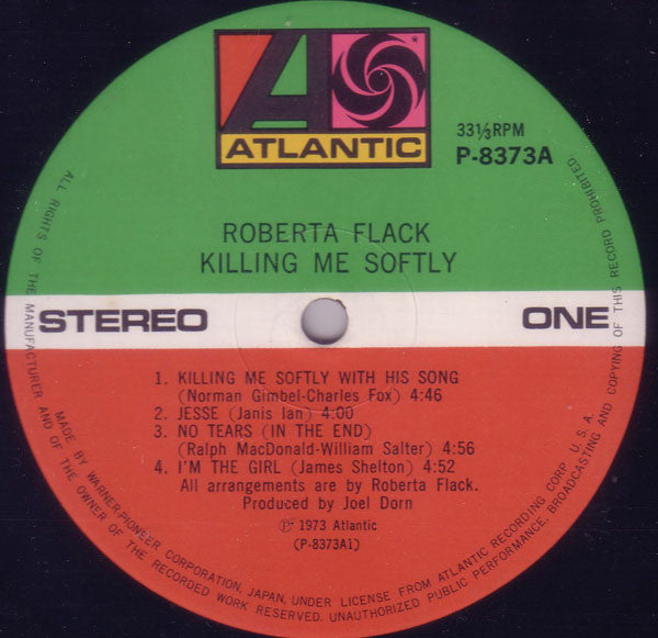 Roberta Flack - Killing Me Softly (Vinyl, LP, Album, Stereo) Very Good Plus (VG+) / Very Good (VG)