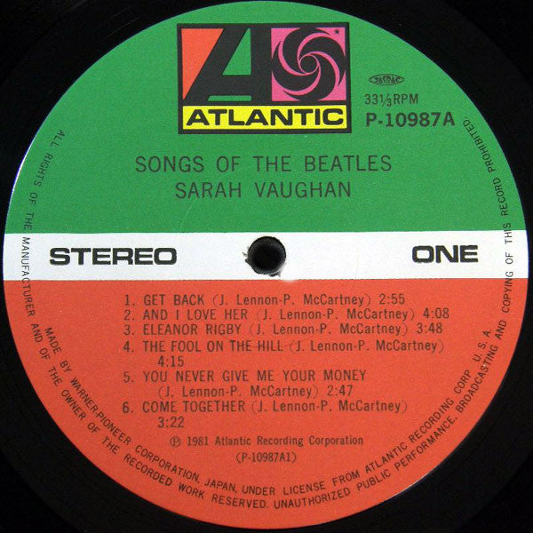 Sarah Vaughan - Songs Of The Beatles (Vinyl, LP, Album, Stereo)