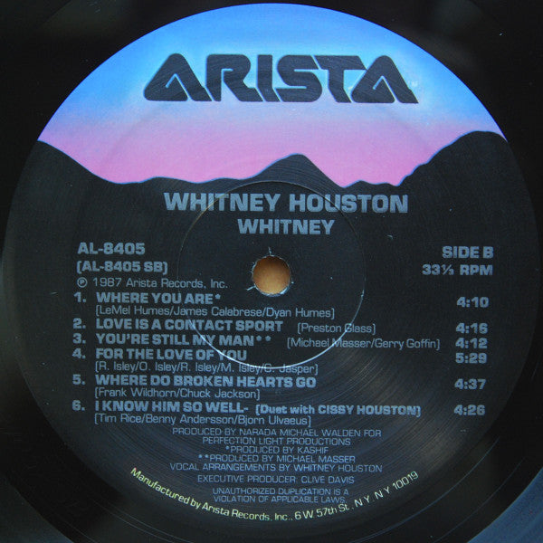 Whitney Houston - Whitney (Vinyl, LP, Album, Stereo) Very Good (VG) / Good Plus (G+)