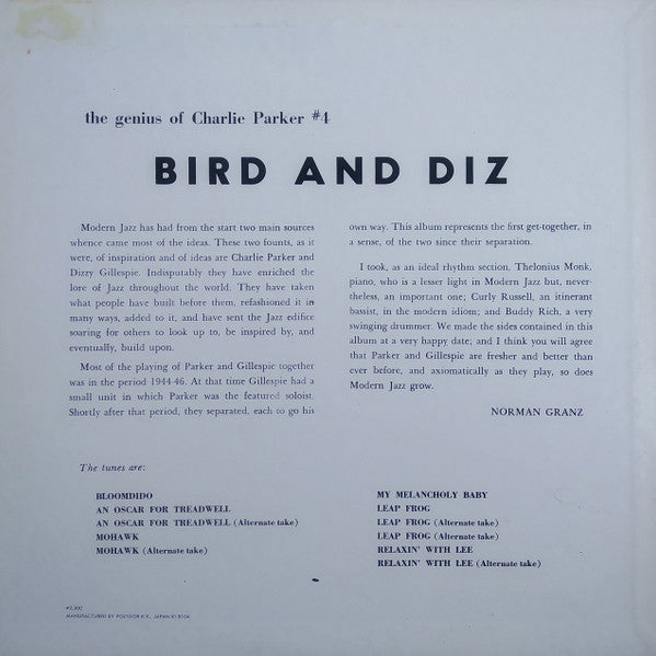 Bird (28) - The Genius Of Charlie Parker (Vinyl, LP, Album, Reissue, Mono) Near Mint (NM or M-) / Very Good Plus (VG+)