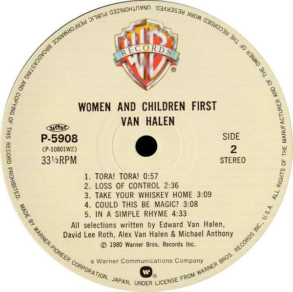 Van Halen - Women And Children First (Vinyl, LP, Album, Reissue) Very Good (VG) / Very Good (VG)