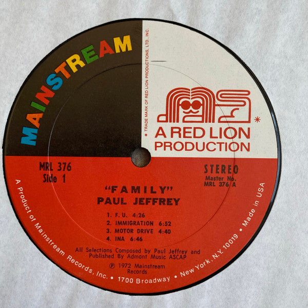 Paul Jeffrey - Family (Vinyl, LP, Album, Stereo) Very Good Plus (VG+) / Very Good (VG)