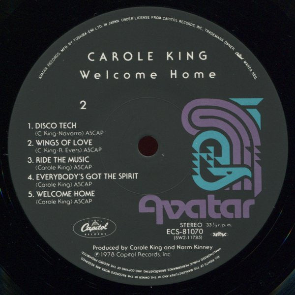 Carole King - Welcome Home (Vinyl, LP, Album) Very Good (VG) / Very Good (VG)