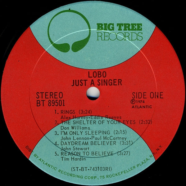 Lobo (3) - Just A Singer (Vinyl, LP, Album) Good Plus (G+) / Good (G)