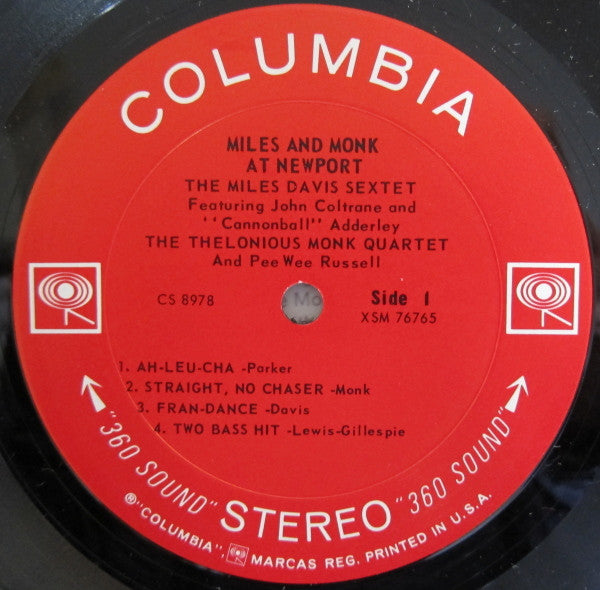 The Miles Davis Sextet - Miles & Monk At Newport (Vinyl, LP, Album, Reissue, Stereo) Very Good Plus (VG+) / Good Plus (G+)