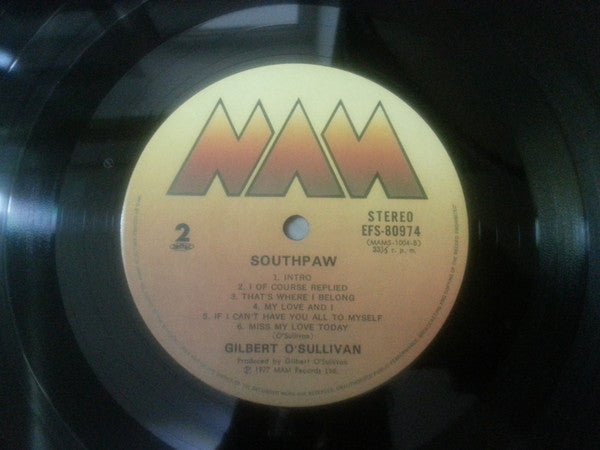 Gilbert O'Sullivan - Southpaw (Vinyl, LP, Album) Very Good Plus (VG+) / Very Good Plus (VG+)