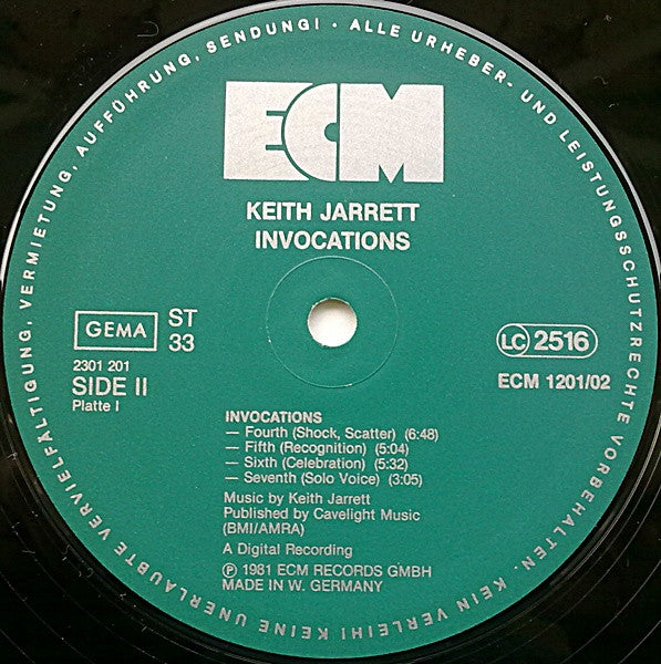 Keith Jarrett - Invocations / The Moth And The Flame (2xVinyl, LP, Album, Stereo) Very Good Plus (VG+) / Good Plus (G+)