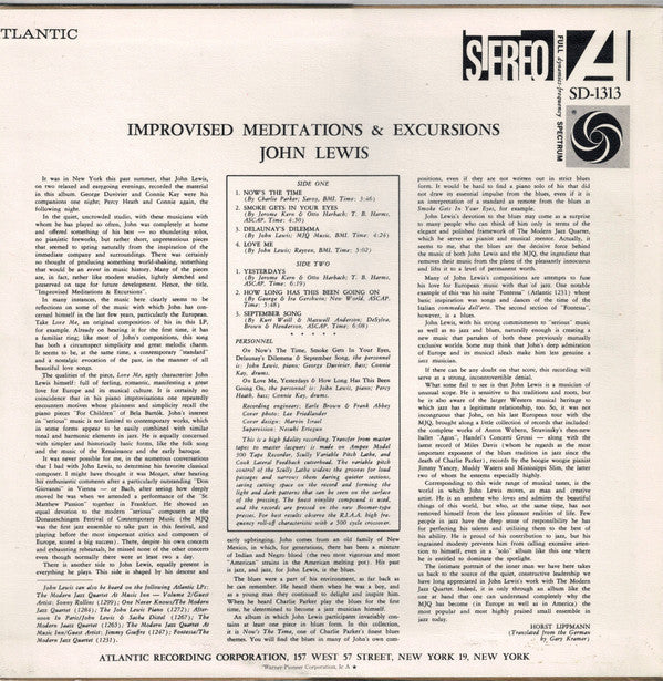 John Lewis (2) - Improvised Meditations & Excursions (Vinyl, LP, Al...