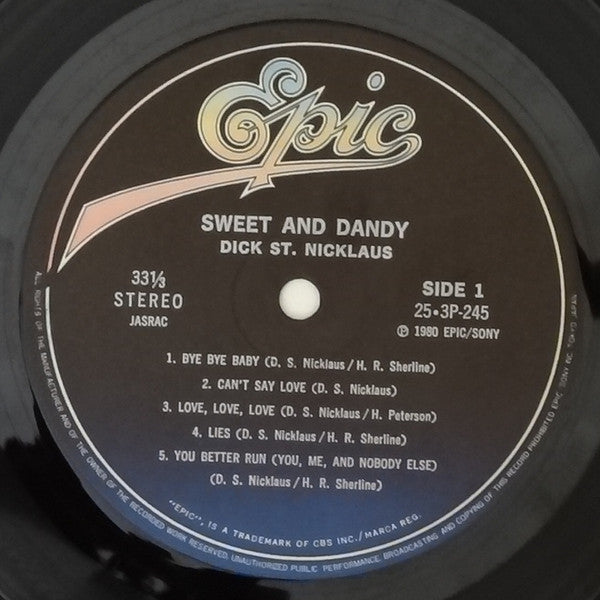 Dick St. Nicklaus - Sweet And Dandy (Vinyl, LP, Album, Stereo) Very Good Plus (VG+) / Very Good Plus (VG+)