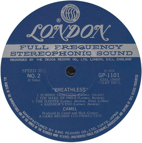 Camel - Breathless (Vinyl, LP, Album)