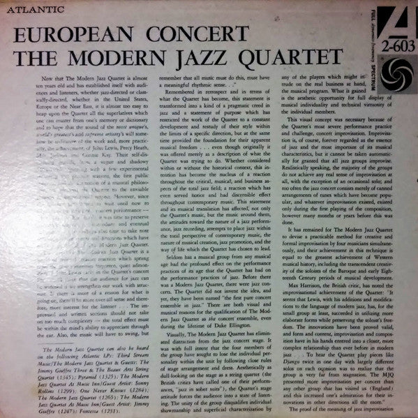 The Modern Jazz Quartet - European Concert (2xVinyl, LP, Album, Mono) Very Good (VG) / Very Good (VG)