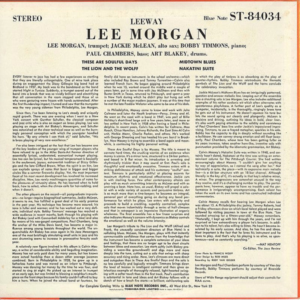 Lee Morgan - Leeway (Vinyl, LP, Album, Limited Edition, Reissue, Stereo) Very Good (VG) / Very Good Plus (VG+)