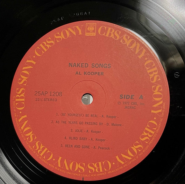 Al Kooper - Naked Songs (Vinyl, LP, Album, Reissue) Very Good Plus (VG+) / Very Good Plus (VG+)
