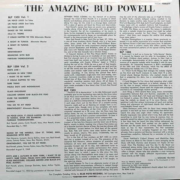 Bud Powell - The Amazing Bud Powell, Volume 2 (Vinyl, LP, Album, Reissue, Remastered, Mono) Very Good (VG) / Very Good Plus (VG+)