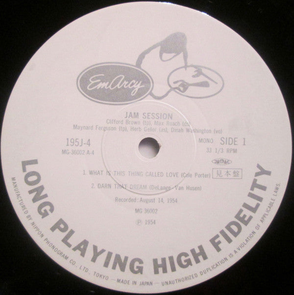 Clifford Brown and Max Roach - Jam Session (Vinyl, LP, Album, Promo, Reissue, Mono) Very Good (VG) / Very Good Plus (VG+)