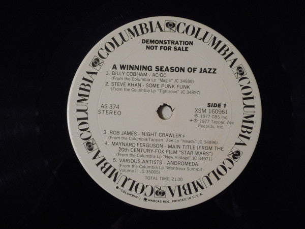 Various - A Winning Season Of Jazz (Vinyl, LP, Album, Compilation, Promo) Very Good (VG) / Good (G)