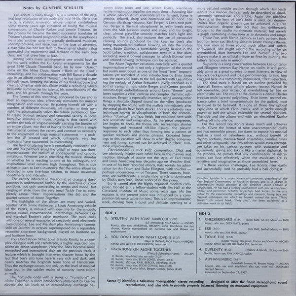 Lee Konitz - Duets (Vinyl, LP, Album, Reissue) Very Good (VG) / Very Good (VG)