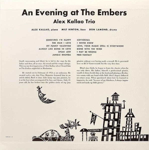 Alex Kallao Trio - An Evening At The Embers (Vinyl, LP, Album, Reissue, Mono) Very Good Plus (VG+) / Very Good Plus (VG+)