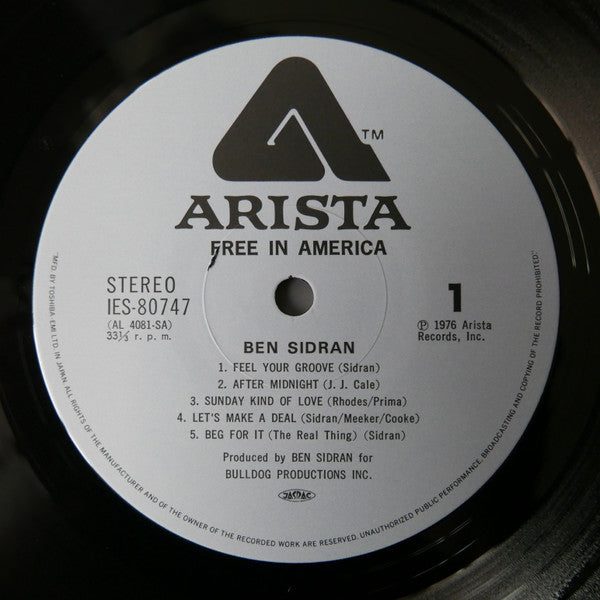 Ben Sidran - Free In America (Vinyl, LP, Album) Very Good Plus (VG+) / Very Good Plus (VG+)