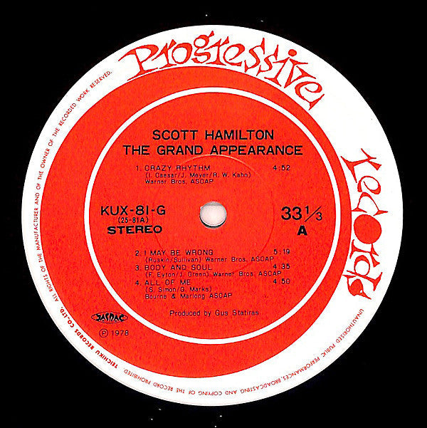 The Scott Hamilton Quartet - The Grand Appearance (Vinyl, LP, Album)