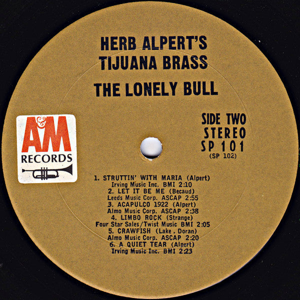 Herb Alpert & The Tijuana Brass - The Lonely Bull (Vinyl, LP, Album, Repress, Stereo) Good Plus (G+) / Very Good (VG)