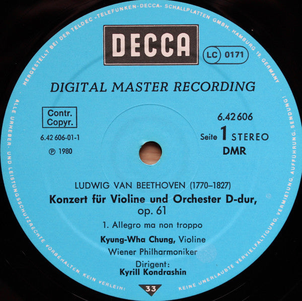 Ludwig van Beethoven - Violinkonzert D-Dur, Op. 61 (Vinyl, LP, Stereo) Near Mint (NM or M-) / Very Good Plus (VG+)