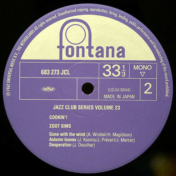 Zoot Sims - Cookin' (Vinyl, LP, Album, Remastered, Reissue, Limited Edition, Mono) Near Mint (NM or M-) / Near Mint (NM or M-)