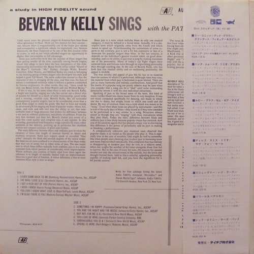 Bev Kelly - Beverly Kelly Sings With The Pat Moran Trio (Vinyl, LP, Album, Reissue, Stereo) Very Good (VG) / Very Good Plus (VG+)