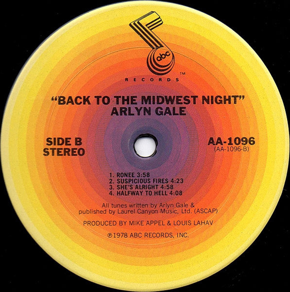 Arlyn Gale - Back To The Midwest Night (Vinyl, LP, Album, Stereo) Very Good Plus (VG+) / Very Good Plus (VG+)