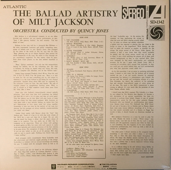 Milt Jackson - The Ballad Artistry Of Milt Jackson (Vinyl, LP, Stereo) Very Good Plus (VG+) / Very Good Plus (VG+)