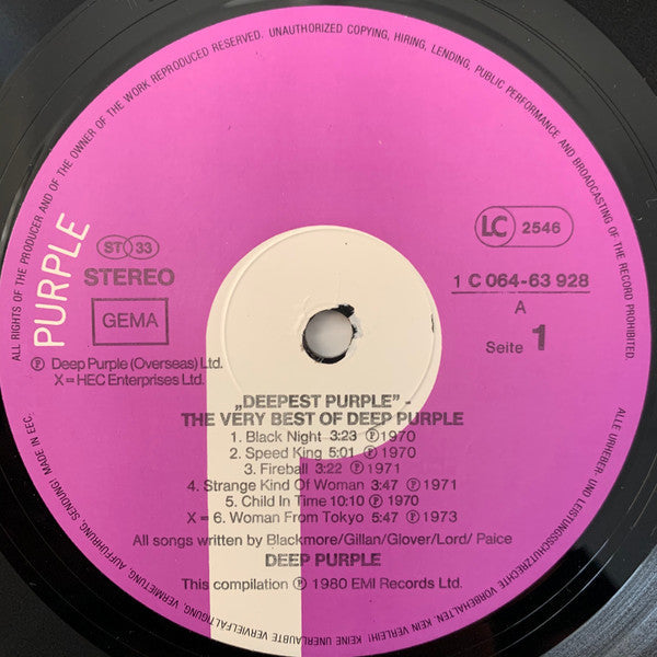 Deep Purple - Deepest Purple : The Very Best Of Deep Purple (Vinyl, LP, Compilation) Near Mint (NM or M-) / Very Good Plus (VG+)