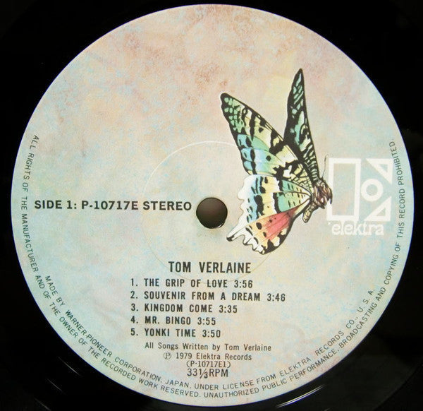 Tom Verlaine - Tom Verlaine (Vinyl, LP, Album) Near Mint (NM or M-) / Very Good Plus (VG+)