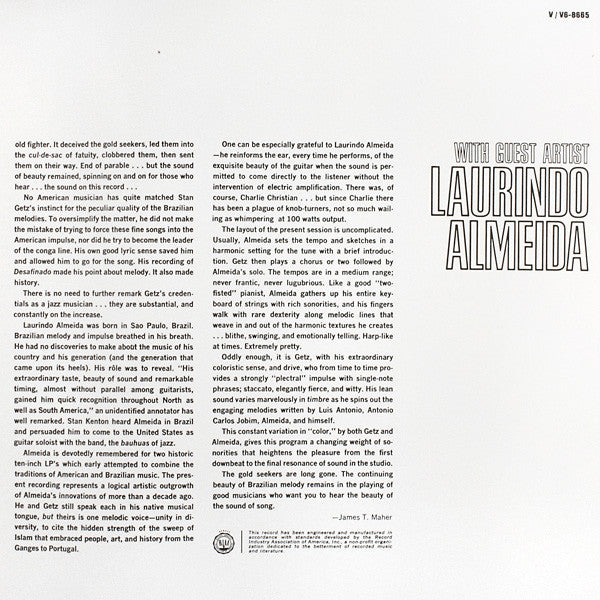 Stan Getz - Stan Getz With Guest Artist Laurindo Almeida (Vinyl, LP, Album, Reissue, Remastered, Stereo) Near Mint (NM or M-) / Near Mint (NM or M-)