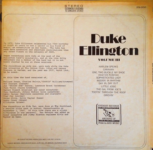 Duke Ellington - Volume III (Vinyl, LP, Album) Very Good Plus (VG+) / Very Good Plus (VG+)