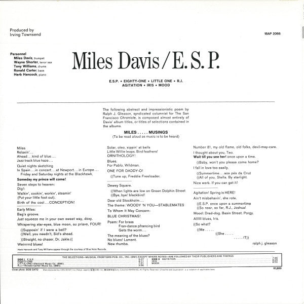 Miles Davis - E.S.P. (Vinyl, LP, Album, Reissue)