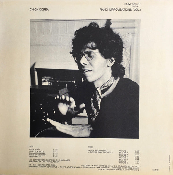 Chick Corea - Piano Improvisations Vol. 1 (Vinyl, LP, Album, Reissue) Near Mint (NM or M-) / Good Plus (G+)