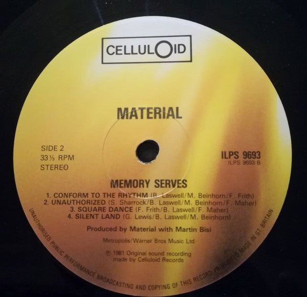 Material - Memory Serves (Vinyl, LP, Album) Very Good Plus (VG+) / Very Good Plus (VG+)