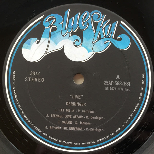 Derringer (2) - Live (Vinyl, LP, Album) Very Good Plus (VG+) / Very Good Plus (VG+)