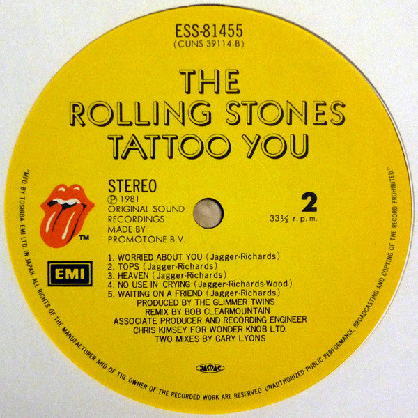 The Rolling Stones - Tattoo You (Vinyl, LP, Album) Very Good Plus (VG+) / Very Good (VG)