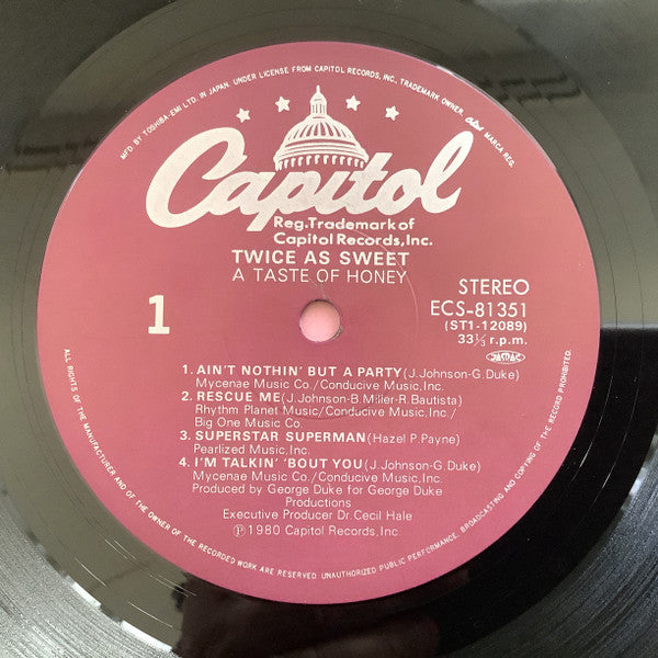 A Taste Of Honey - Twice As Sweet (Vinyl, LP, Album) Near Mint (NM or M-) / Very Good Plus (VG+)