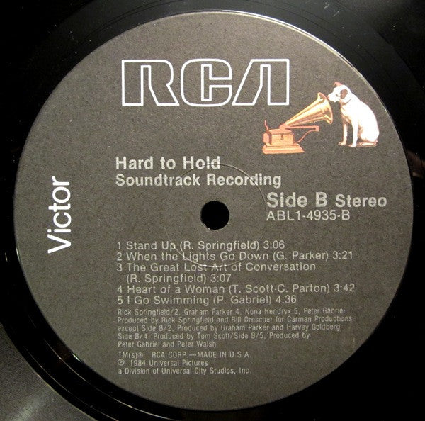 Rick Springfield - Hard To Hold - Soundtrack Recording (Vinyl, LP, Album) Very Good (VG) / Very Good (VG)