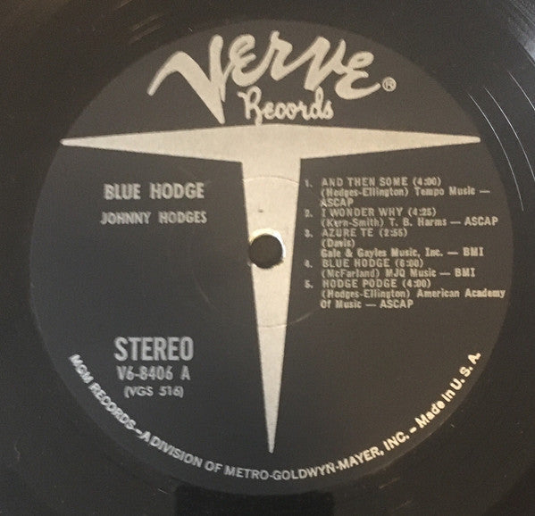 Johnny Hodges - Blue Hodge (Vinyl, LP, Album, Stereo) Very Good (VG) / Good Plus (G+)