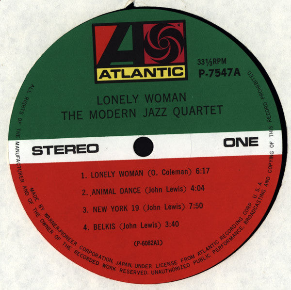 The Modern Jazz Quartet - Lonely Woman (Vinyl, LP, Album, Reissue, Stereo) Very Good Plus (VG+) / Very Good Plus (VG+)