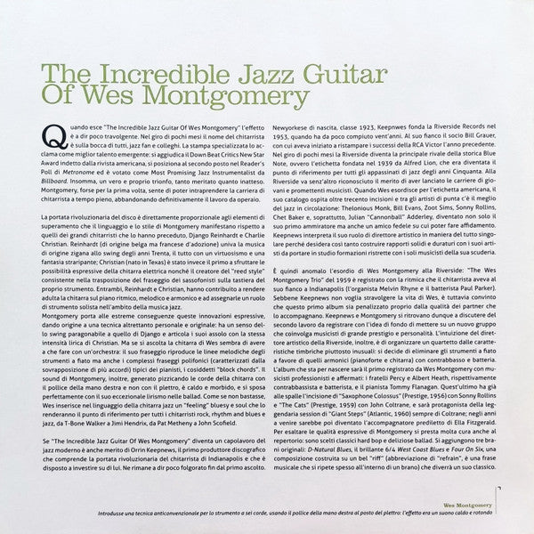 Wes Montgomery - The Incredible Jazz Guitar Of Wes Montgomery (Vinyl, LP, Album, Stereo, Reissue) Near Mint (NM or M-) / Near Mint (NM or M-)